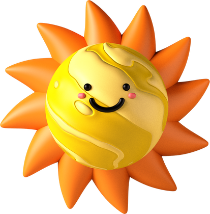 3D Smiling Sun Character 